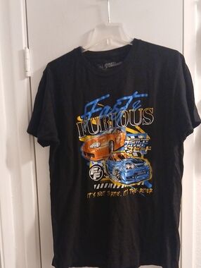 Fast & Furious Graphic Tee - Black with Blue & Orange Cars Large